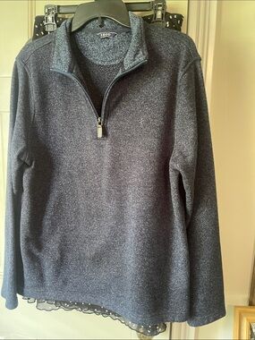 Izod Men's Heathered Dark Blue Quarter-Zip Pullover